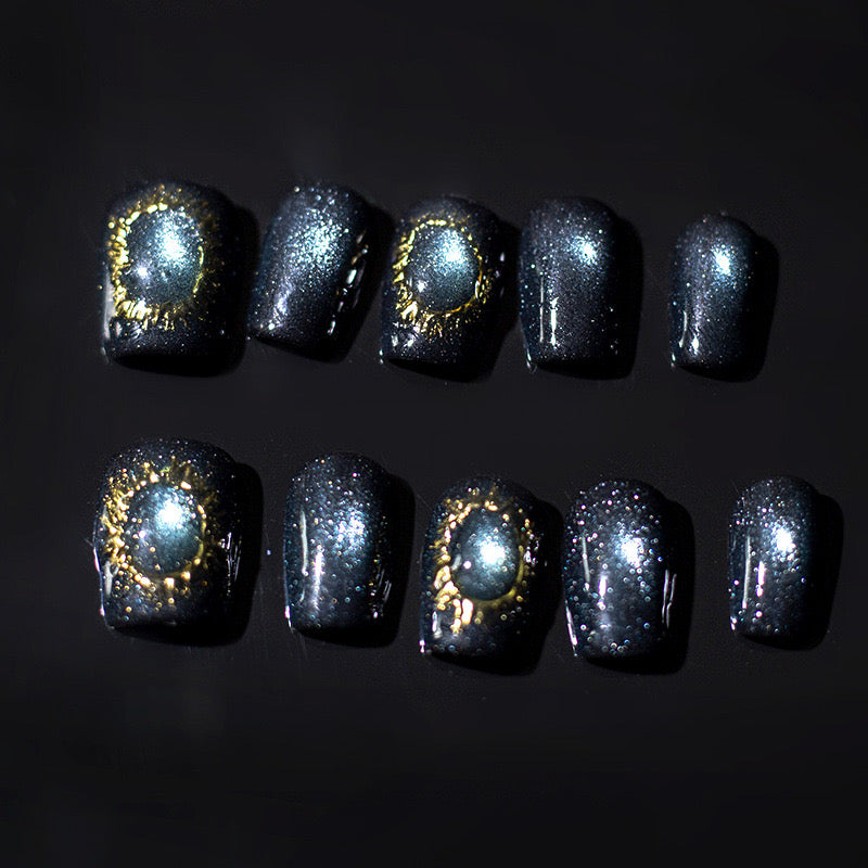 【Handmade private customization Press-on nails】Kitty Eyes Galaxy