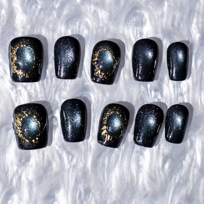 【Handmade private customization Press-on nails】Kitty Eyes Galaxy