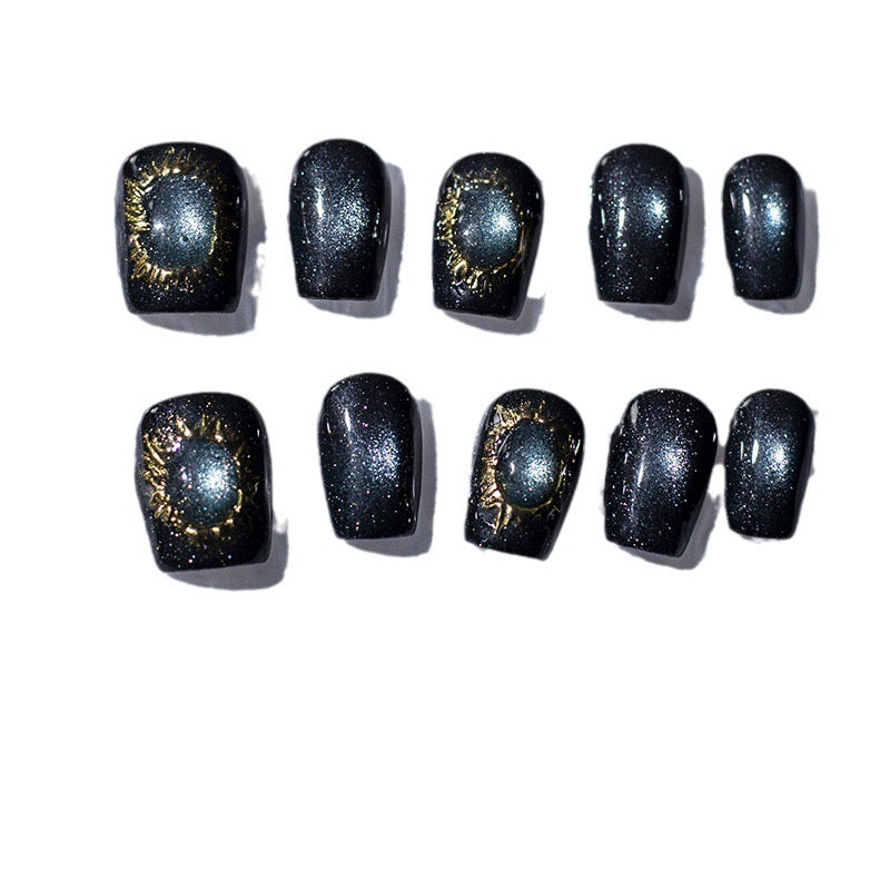 【Handmade private customization Press-on nails】Kitty Eyes Galaxy